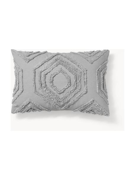 Poszewka na poduszkę z perkalu bawełnianego z tuftowaną dekoracją Faye, 100% bawełna, Szary, S 40 x D 60 cm
