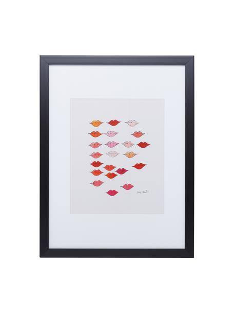 Ingelijste digitale print Kiss Andy Warhol Collection, Lijst: kunststof, Meerkleurig, zwart, B 33 x H 38 cm