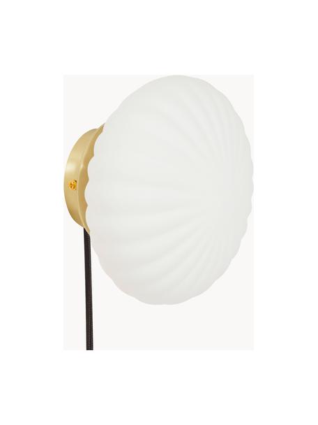 Handgemaakte wandlamp Kumu, verschillende formaten, Lampenkap: glas, Wit, goudkleurig, Ø 18 x H 12 cm
