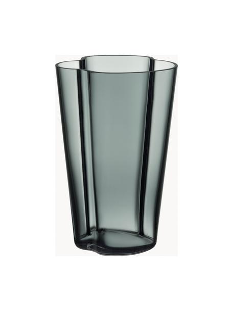 Jarrón soplado artesanalmente Alvaro Aalto, 22 cm, Vidrio soplado artesanalmente, Gris oscuro transparente, An 14 x Al 22 cm
