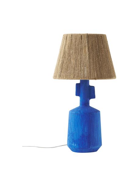Lampe à poser céramique Alicia, Brun, bleu, Ø 26 x haut. 49 cm