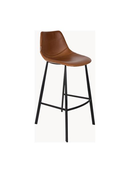 Chaise de bar en cuir synthétique Franky, Cuir synthétique brun, larg. 50 x haut. 106 cm