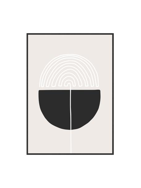 Ingelijste digitale print Feminine Doodles, Lijst: hout, MDF, Zwart, beige, wit, B 32 x H 42 cm