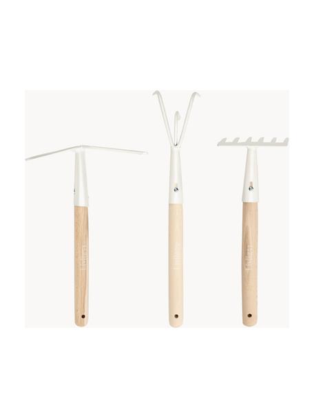 Set de herramientas de jardín Polly, 3 uds., Asas: madera, Blanco, madera clara, Set de diferentes tamaños