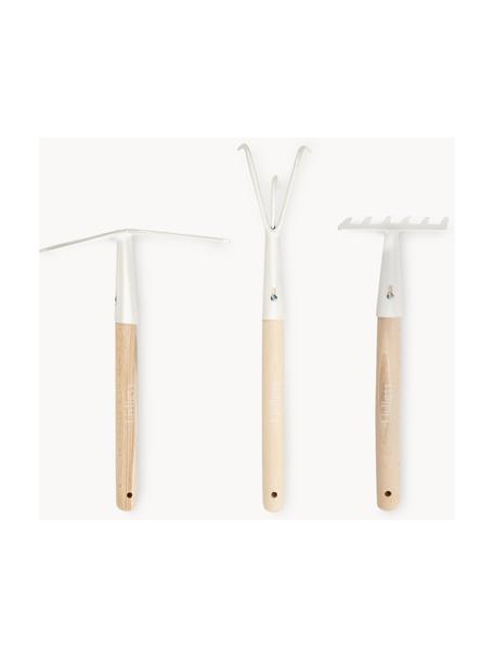 Set de herramientas de jardín Polly, 3 uds., Asas: madera, Blanco, madera clara, Set de diferentes tamaños