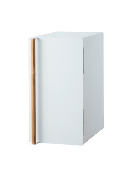 Vertikaler Brotkasten Tosca mit magnetischer Tür in Weiß, Korpus: Metall, beschichtet, Griff: Holz, Weiß, B 22 x H 41 cm