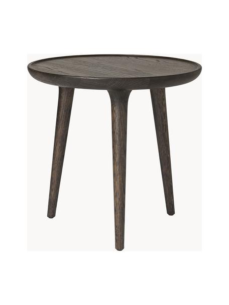 Ręcznie wykonany okrągły stolik pomocniczy z drewna dębowego Accent, Drewno dębowe z certyfikatem FSC, Ciemne drewno dębowe, Ø 45 x W 42 cm