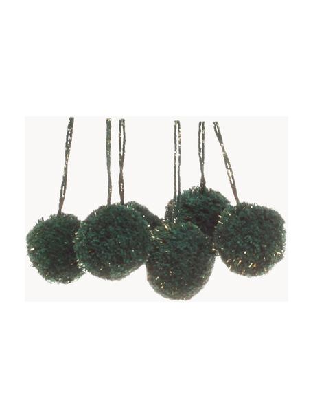 Pompons Lily, 6 Stück, Baumwolle mit Lurexfaden, Grün, Goldfarben, Ø 4 x H 13 cm