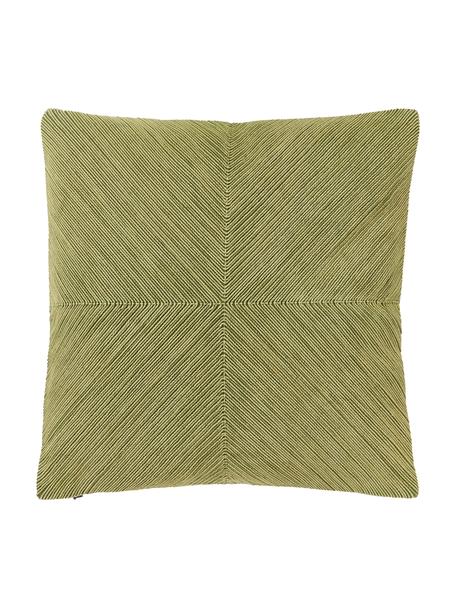 Federa arredo in cotone con motivo strutturato Rino, 100% cotone, Verde, Larg. 45 x Lung. 45 cm