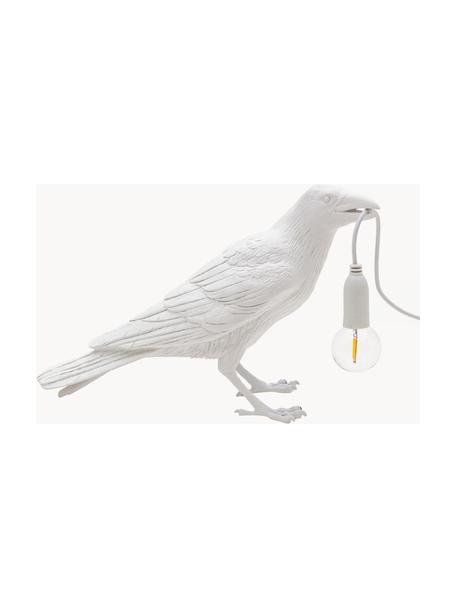 Lampada da tavolo piccola di design a LED Bird, Bianco, Larg. 30 x Alt. 19 cm