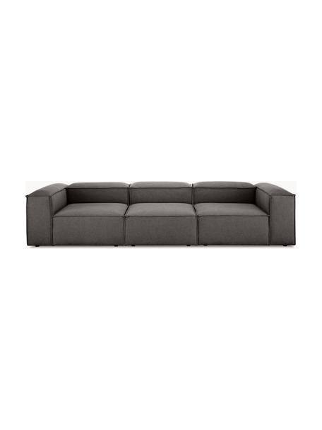 Modulares Sofa Lennon (4-Sitzer), Bezug: 100 % Polyester Der strap, Gestell: Massives Kiefernholz FSC-, Füße: Kunststoff, Webstoff Dunkelgrau, B 327 x T 119 cm