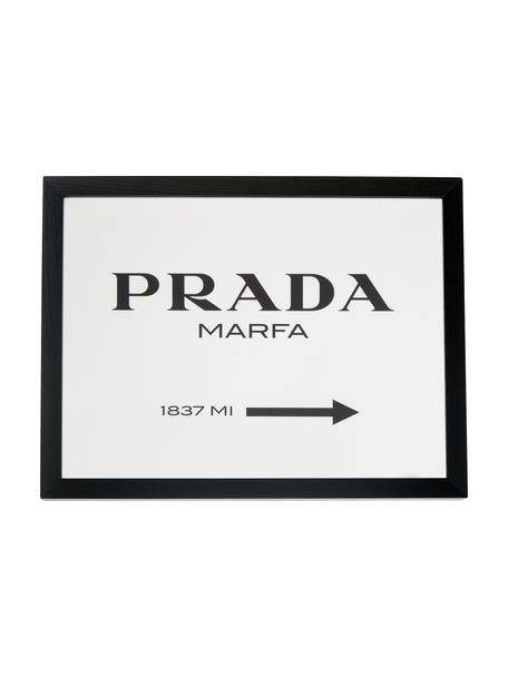 Gerahmter Digitaldruck Prada Marfa, Bild: Digitaldruck auf Papier, , Rahmen: Holz, lackiert, Front: Plexiglas, Schwarz, Weiß, 43 x 33 cm