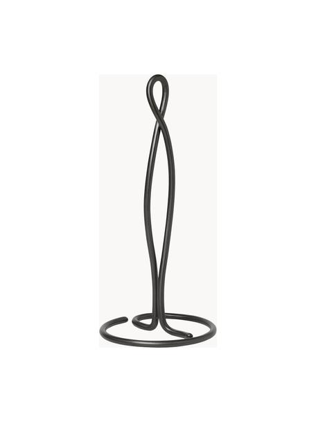 Porte-rouleau de cuisine en métal Curvature, Laiton, laqué, Noir, Ø 14 x haut. 31 cm