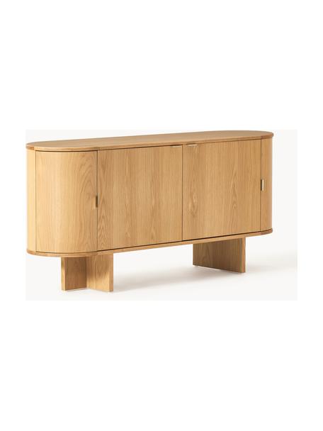 Credenza in legno con angoli arrotondati Zumi, Legno di quercia, Larg. 160 x Alt. 75 cm