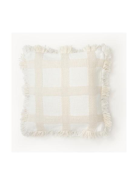 Kockovaný poťah na vankúš Kaspar, 59 %  bavlna, 41 %  polyester, Krémovobiela, Š 45 x D 45 cm