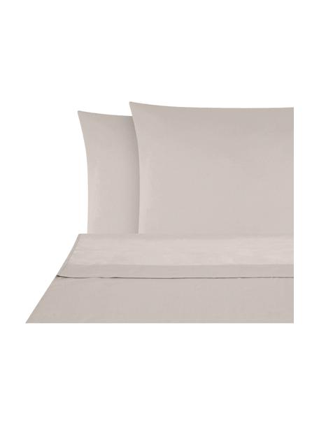 Biancheria da letto in raso di cotone taupe Comfort, Taupe, 180 x 300 cm + 2 federe 50 x 80 cm