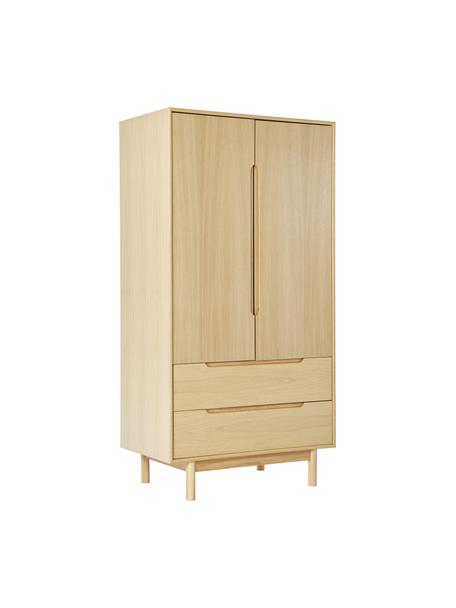 Šatníková skriňa z dubovej dyhy Cassy, 2 dvere, Svetlé drevo, Š 100 x V 195 cm