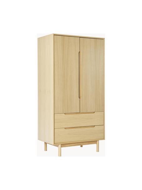 Armadio 2 ante in finitura in legno di quercia Cassy, Gambe: legno di quercia massicci, Legno chiaro, Larg. 100 x Alt. 195 cm