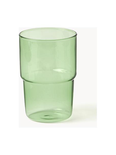 Waterglazen Torino uit borosilicaatglas, 2 stuks, Borosilicaatglas, Groen, transparant, Ø 8 x H 12 cm, 400 ml