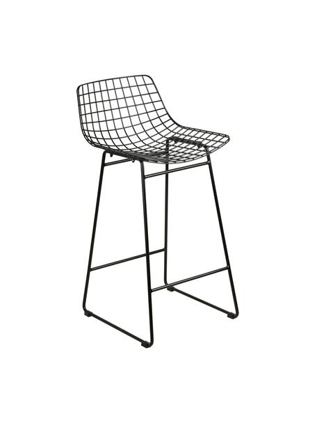 Metalen barstoel Wire, Gepoedercoat metaal, Zwart, B 47 x H 89 cm