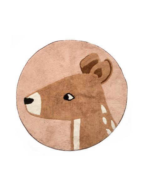 Rond katoenen vloerkleed Twilight, 100% katoen, Bruintinten, Ø 120 cm