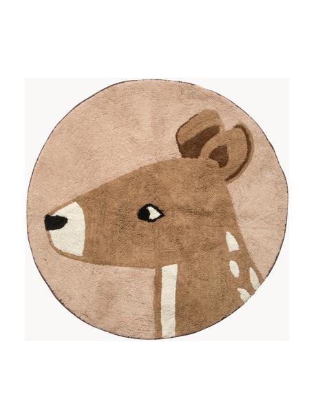 Rond katoenen vloerkleed Twilight, 100% katoen, Bruintinten, Ø 120 cm