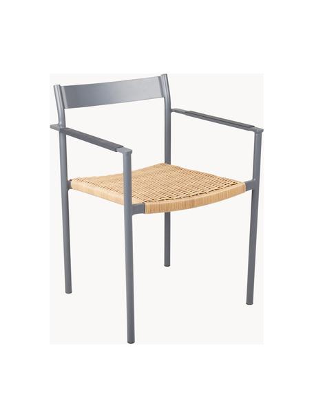 Tuinstoelen DK, 2 stuks, Frame: gecoat aluminium, Zitvlak: vlechtwerk, Lichtgrijs/beige, bruin, B 55 x D 54 cm