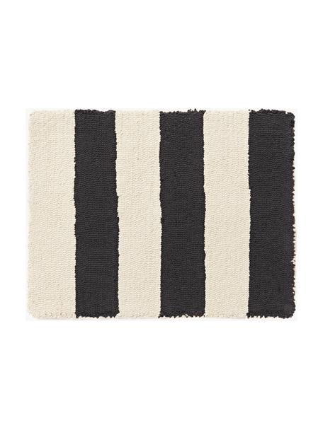 Manteles individuales artesanales Kio Stripe, 4 uds., 100% algodón, Negro, blanco crema, An 35 x L 45 cm