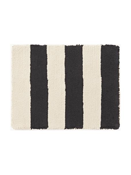 Ręcznie tuftowana podkładka Kio Stripe, 4 szt., 100% bawełna, Czarny, kremowobiały, S 35 x D 45 cm