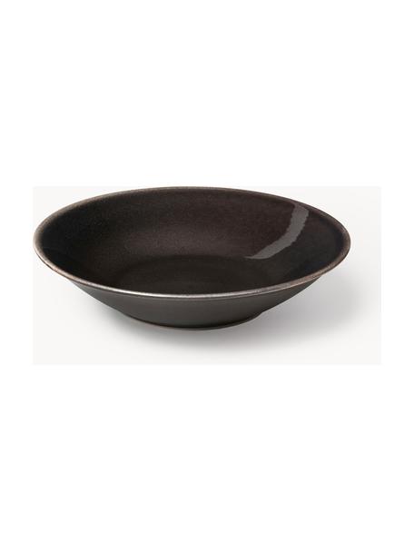 Piatti fondi fatti a mano Nordic Coal 4 pz, Gres, Nero maculato, Ø 22 cm