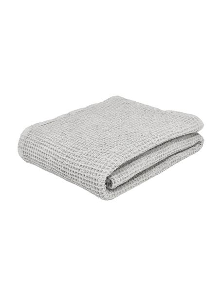 Přehoz z vaflového piké z bavlny Lois, 100 % bavlna, Světle šedá, Š 180 cm, D 260 cm (pro postele s rozměry až 140 x 200 cm)