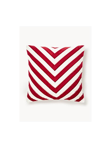 Housse de coussin 45x45 en velours Doro, Velours de coton, Rouge, blanc, larg. 45 x long. 45 cm