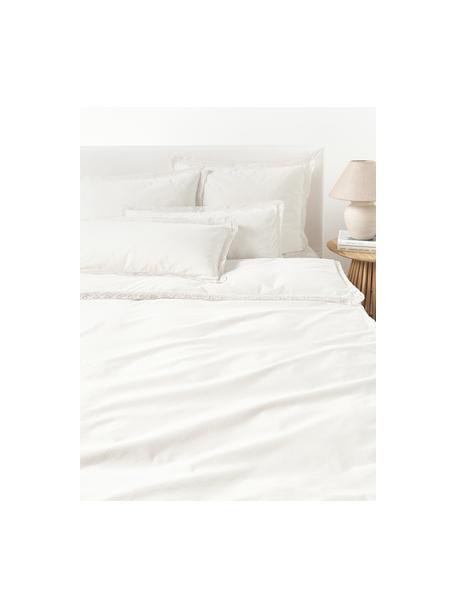 Gewaschener Baumwoll-Bettdeckenbezug Adoria mit Rüschen, Webart: Renforcé Renforcé besteht, Weiss, B 135 x L 200 cm