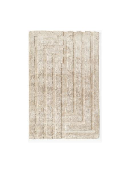 Puszysty dywan z długim włosiem z wypukłą strukturą Genève, Jasny beżowy, S 200 x D 300 cm (Rozmiar L)