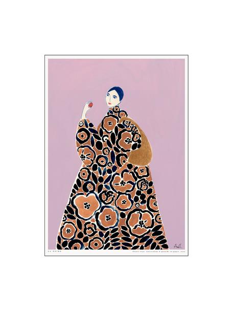 Poster Flower Coat, Rosa chiaro, marrone chiaro, Larg. 30 x Alt. 40 cm