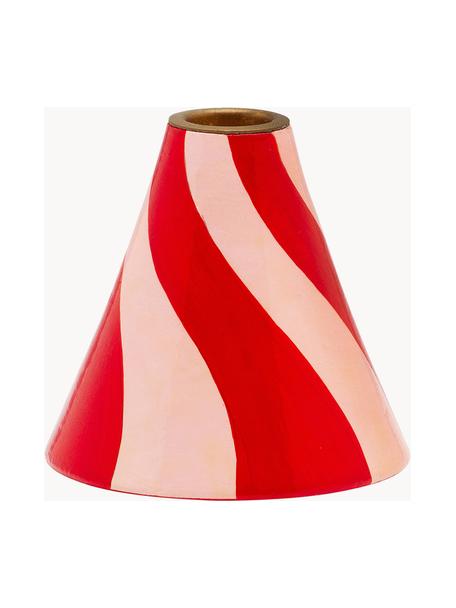 Vánoční svícen Twirl, Papírmaš, Světle růžová, červená, Ø 10 cm, V 10 cm