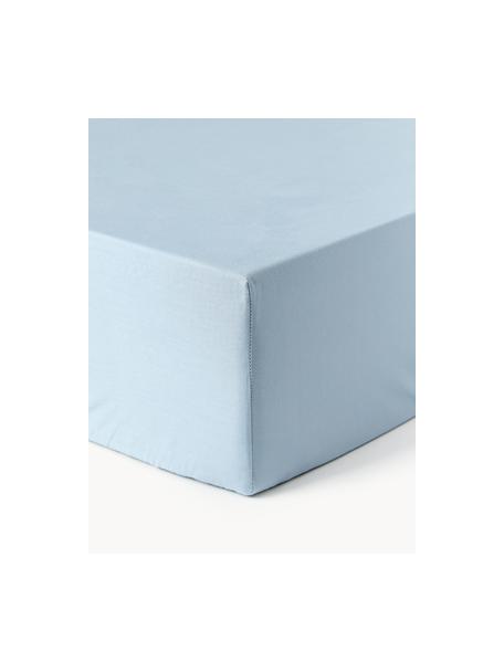 Drap-housse en percale de coton Elsie, Bleu ciel, larg. 90 x long. 200 cm, haut. 25 cm