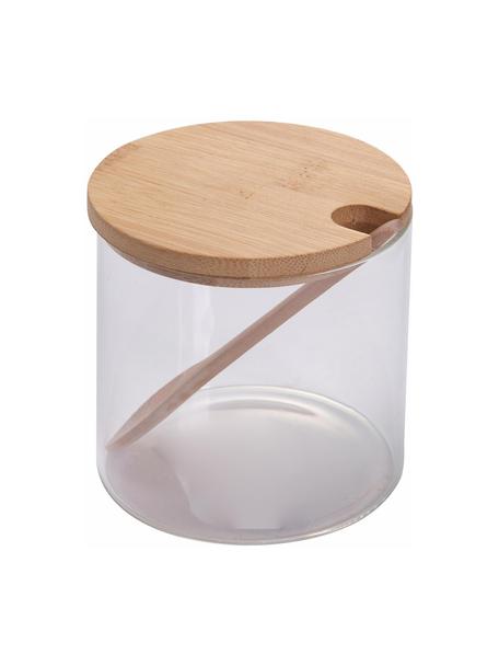 Sucrier avec cuillère à soupe Len, Transparent, bois, Ø 10 x haut. 10 cm