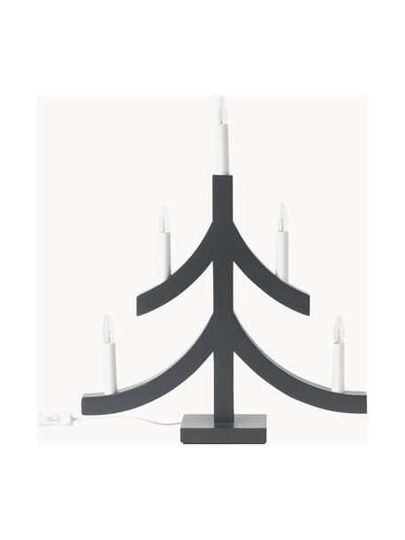 Sapin de Noël anthracite en bois avec bougies LED Pagod, Anthracite, blanc, larg. 40 x haut. 48 cm
