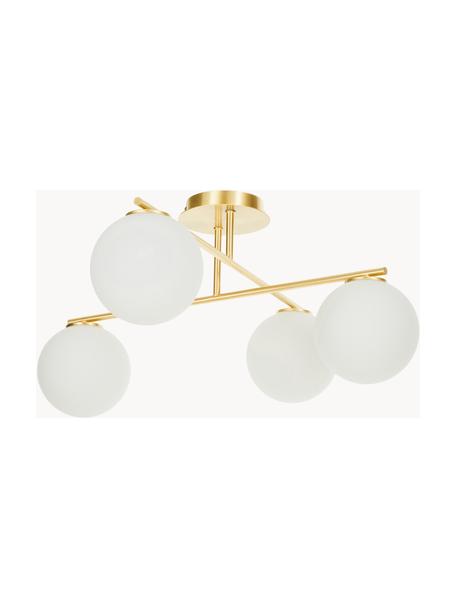 Lámpara de techo de vidrio opalino Atlanta, Anclaje: metal latón, Blanco, dorado, An 65 x Al 30 cm