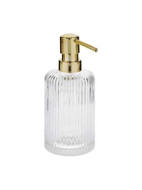 Dosificador de jabón Gulji, Recipiente: vidrio, Dosificador: plástico, Transparente, dorado, Ø 7 x Al 17 cm