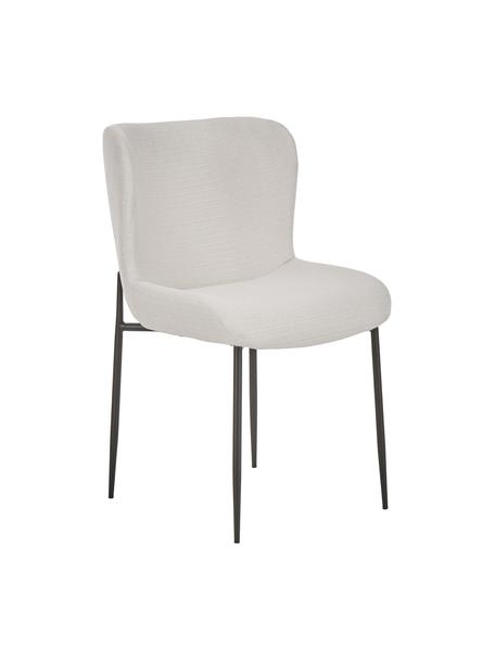 Chaise rembourrée design Tess, Tissu blanc crème, pieds noirs, larg. 49 x prof. 64 cm