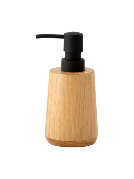 Zeepdispenser Battersea, Houder: eikenhout, Pompje: kunststof, Eikenhoutkleurig, zwart, Ø 8 x H 17 cm