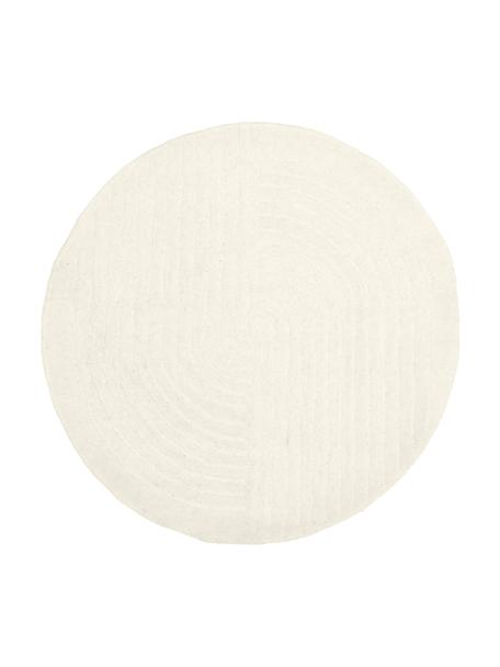 Tapis rond laine tufté main Mason, Blanc crème, Ø 120 cm (taille S)