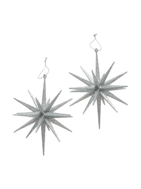 Étoile de Noël à suspendre Tove, 2 pièces, Plastique, Couleur argentée, Ø 15 x haut. 15 cm