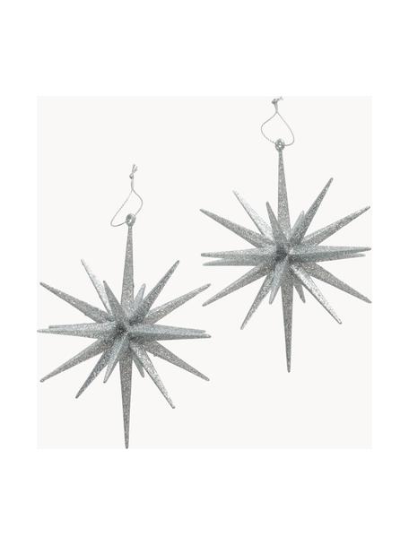 Étoile de Noël à suspendre Tove, 2 pièces, Plastique, Couleur argentée, Ø 15 x haut. 15 cm