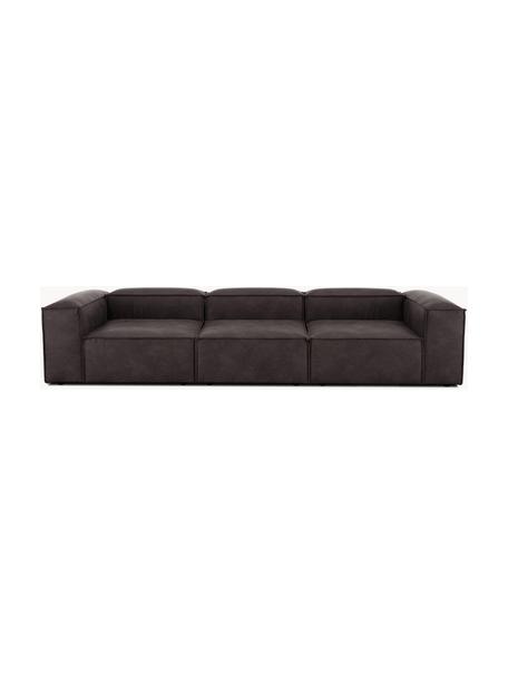 Modulares Sofa Lennon (4-Sitzer) aus recyceltem Leder, Bezug: Recyceltes Leder (70 % Le, Gestell: Massives Holz, Sperrholz, Füße: Kunststoff Dieses Produkt, Leder Taupe, B 327 x T 119 cm