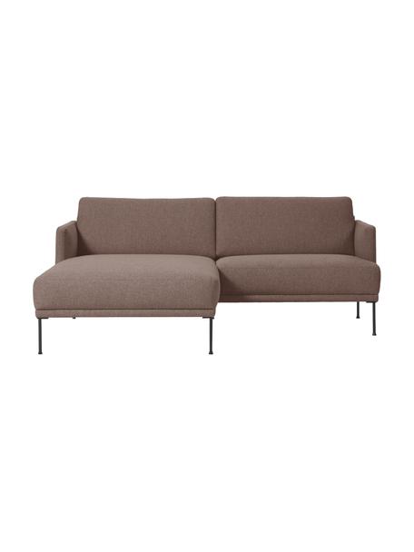 Malá rohová pohovka s kovovými nohami Fluente, Hnědá, Š 198 cm, H 152 cm, levé rohové provedení