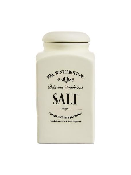 Boîte de rangement Mrs Winterbottoms Salt, Ø 11 x haut. 21 cm, Grès cérame, Crème, noir, Ø 11 x haut. 21 cm, 1,3 l
