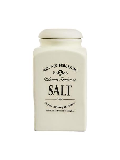 Aufbewahrungsdose Mrs Winterbottoms Salt, Ø 11 x H 21 cm, Steingut, Cremeweiss, Schwarz, Ø 11 x H 21 cm, 1,3 L